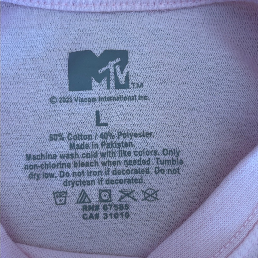 MTV Mushroom Floral Graphic Print Light Pink Tee size large - Picture 5 of 5